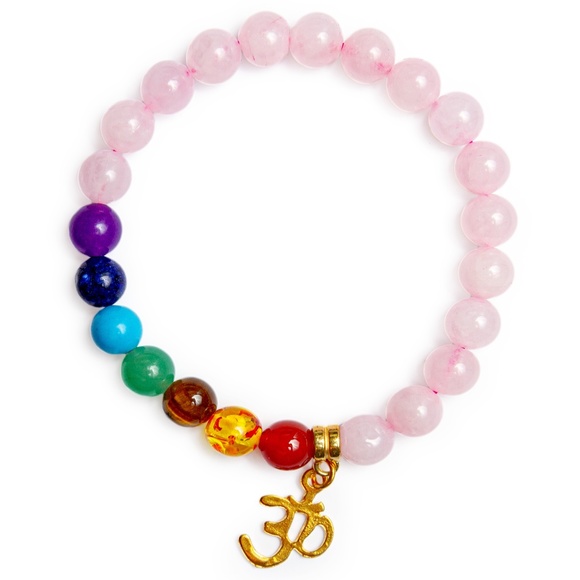 Natural Pink Rose Quartz Stretch Bracelet Set for Woman - The stone of Peace - Picture 4 of 4